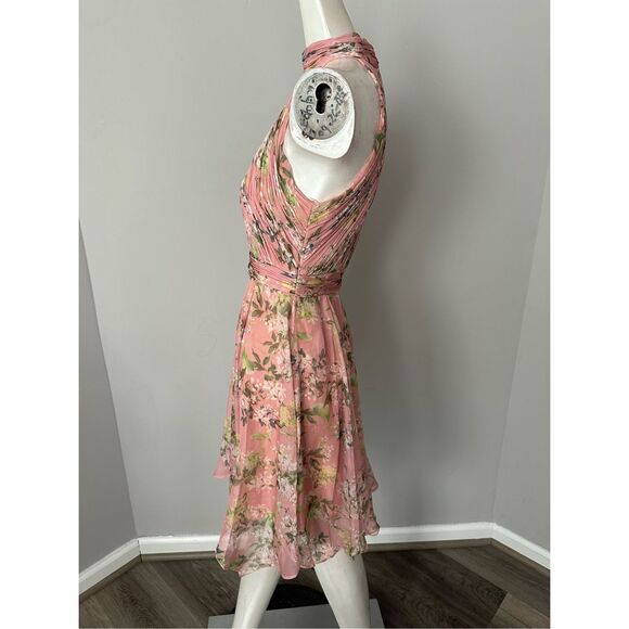 NWOT IEENA FOR MAC DUGGAL Pleated Halter Neck Floral Dress Size 0 $258 - Picture 6 of 11